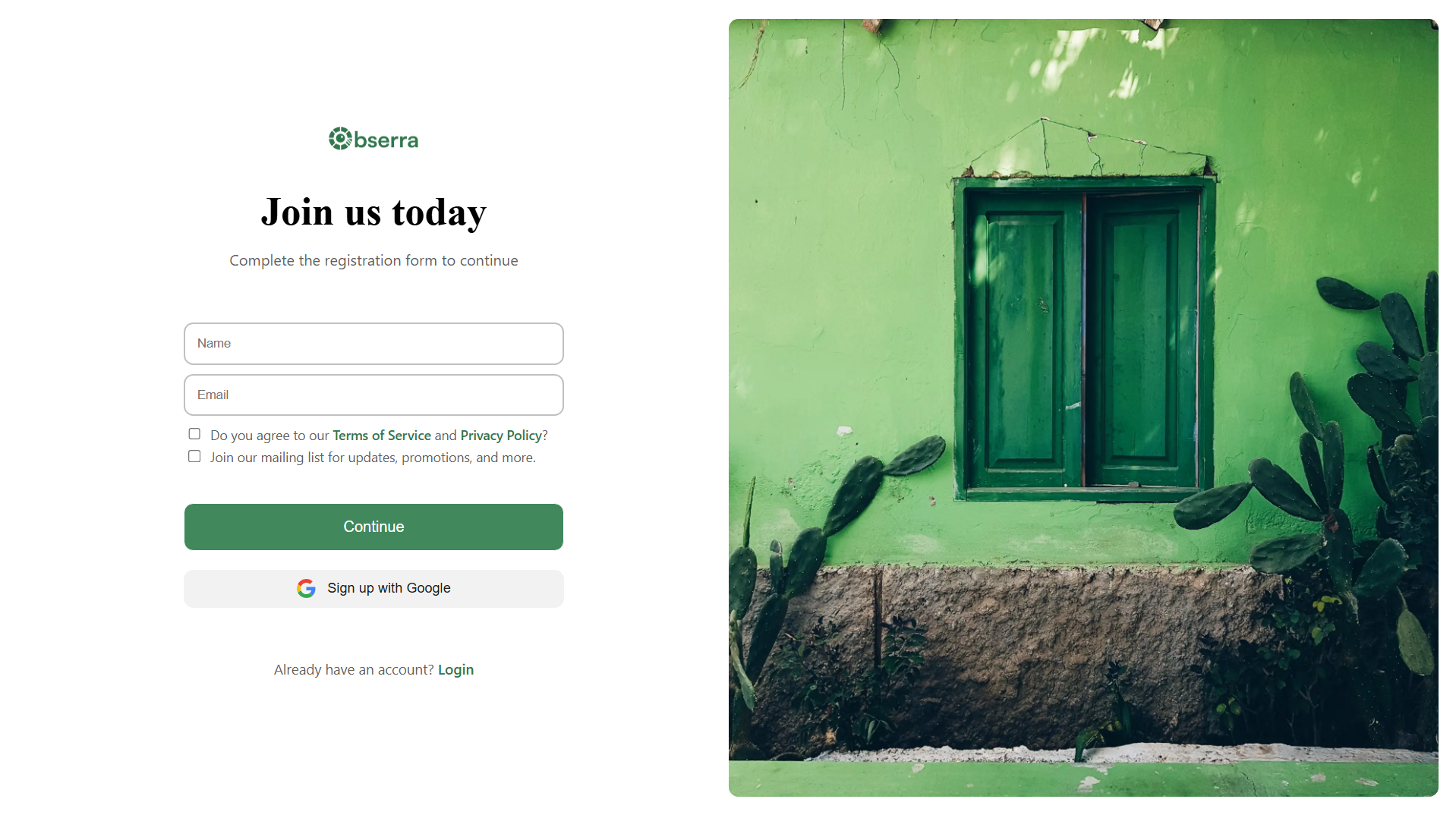 Obserra Register Page